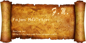 Fejes Márton névjegykártya